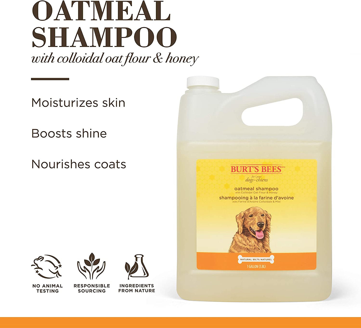 Natural Oatmeal Shampoo with Colloidal Oat Flour and Honey | Oatmeal Dog Shampoo, 1 Gallon | Cruelty Free, Sulfate & Paraben Free, Soothing Dog Shampoo for All Dogs,Beige