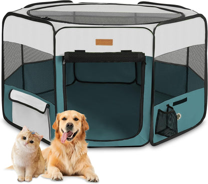 Dog Playpen, Portable Pet Play Pen for Cat, Puppies, Rabbits, Chickens, Foldable Large-Capacity Pet Tent for Indoor/Outdoor Travel Camping