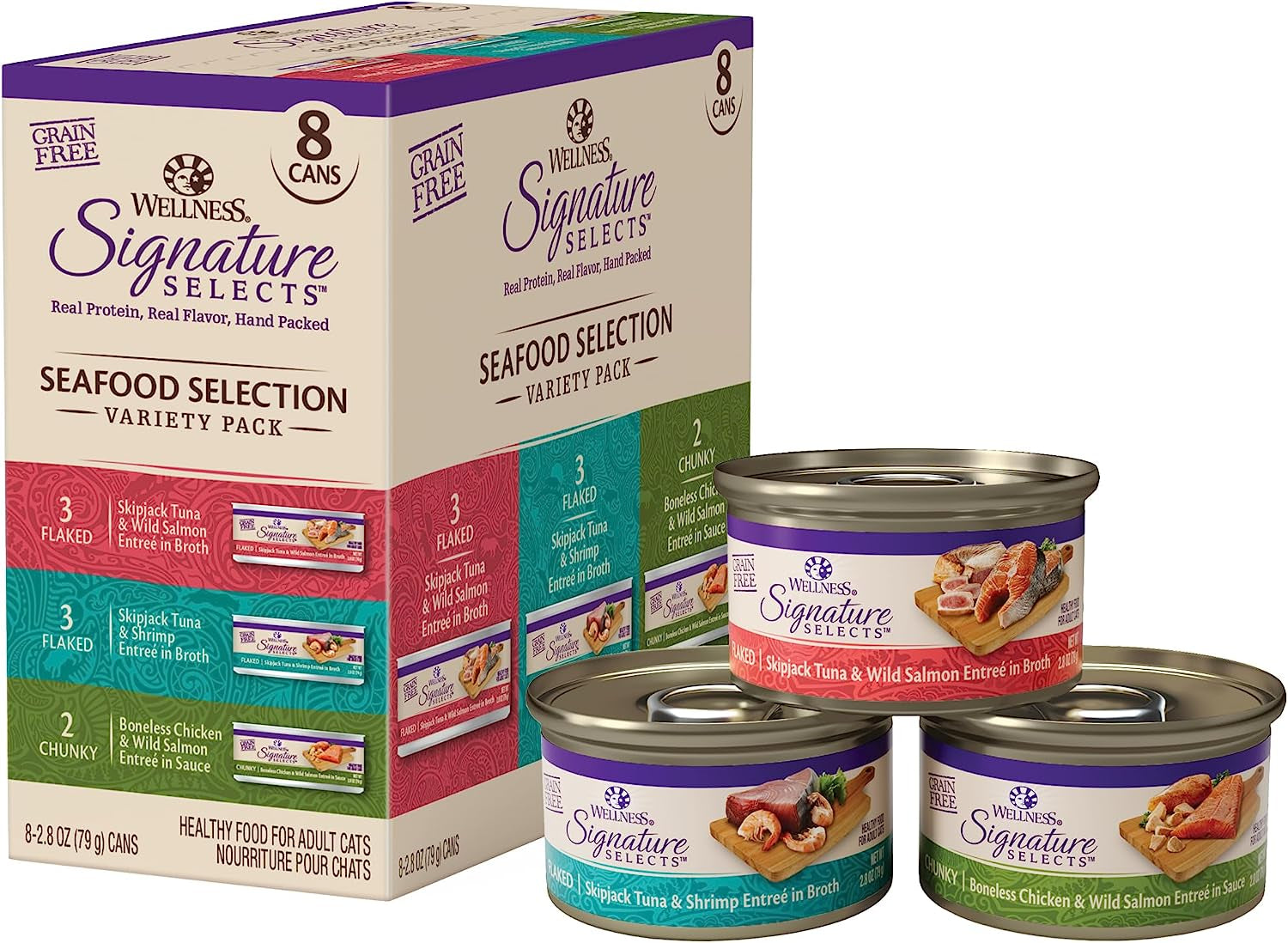 Wellness CORE Grain-Free Signature Selects Wet Cat Food, Natural Pet Food Made with Real Meat (Chunky Chicken & Salmon, 2.8-Ounce, Pack of 12)