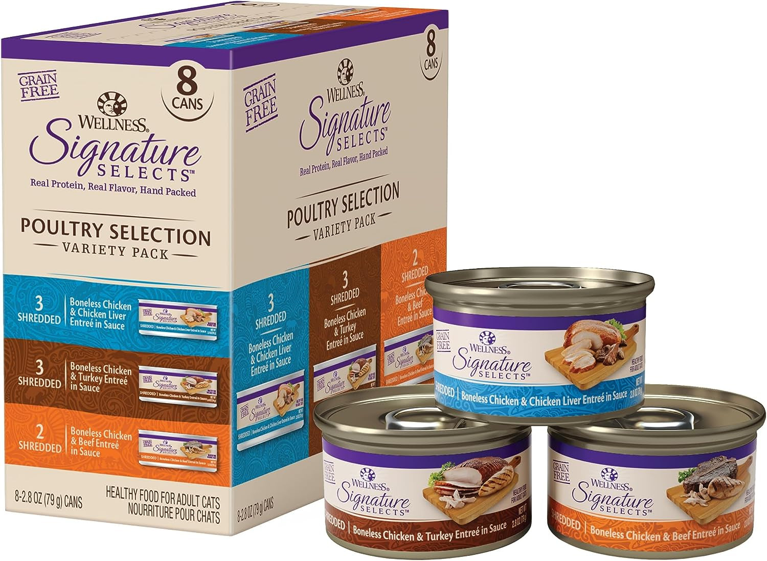 Wellness CORE Grain-Free Signature Selects Wet Cat Food, Natural Pet Food Made with Real Meat (Chunky Chicken & Salmon, 2.8-Ounce, Pack of 12)