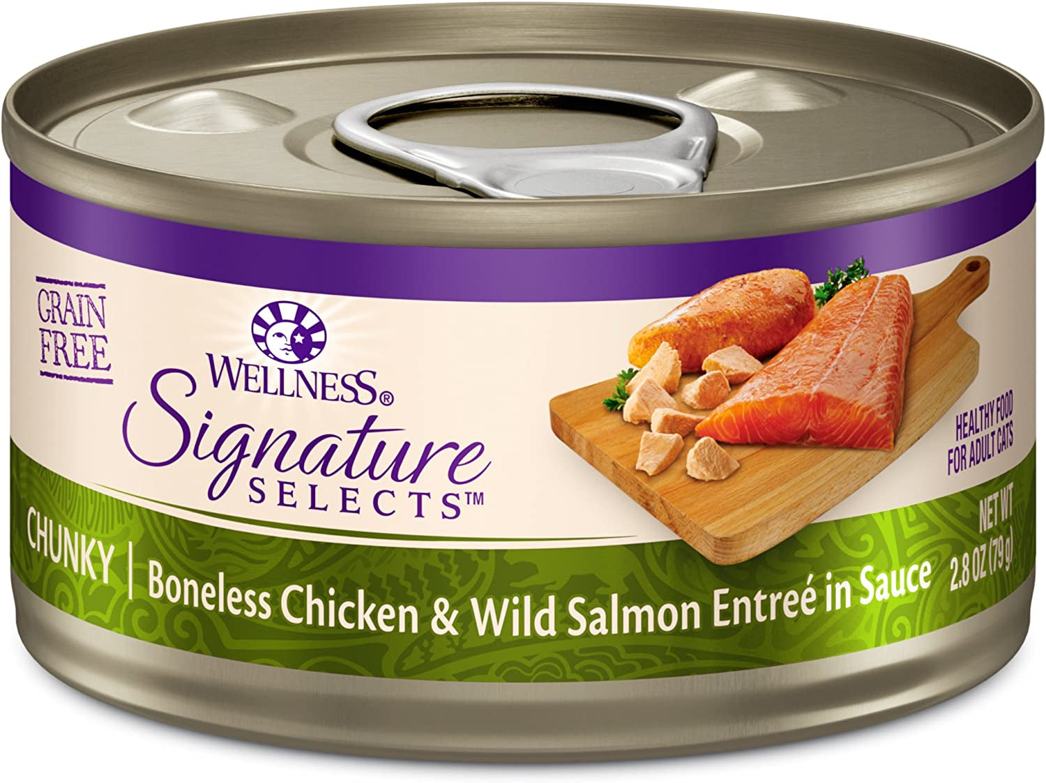 Wellness CORE Grain-Free Signature Selects Wet Cat Food, Natural Pet Food Made with Real Meat (Chunky Chicken & Salmon, 2.8-Ounce, Pack of 12)