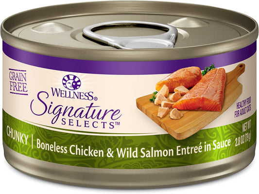 Wellness CORE Grain-Free Signature Selects Wet Cat Food, Natural Pet Food Made with Real Meat (Chunky Chicken & Salmon, 2.8-Ounce, Pack of 12)