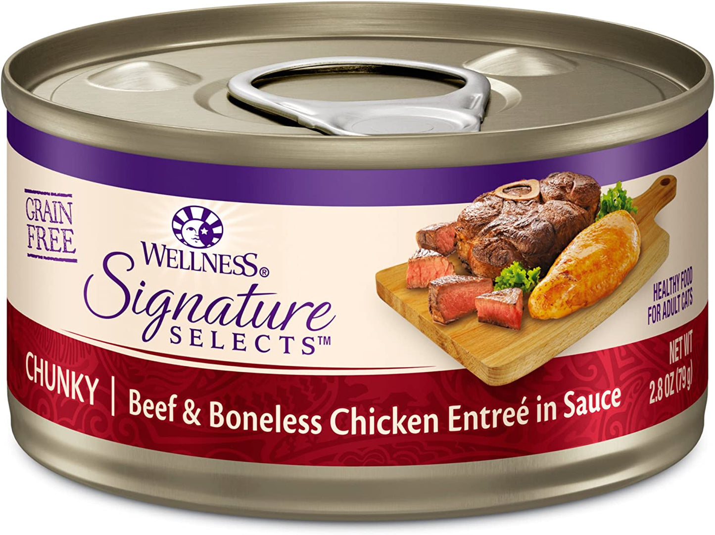 Wellness CORE Grain-Free Signature Selects Wet Cat Food, Natural Pet Food Made with Real Meat (Chunky Chicken & Salmon, 2.8-Ounce, Pack of 12)