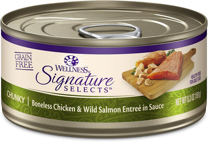 Wellness CORE Grain-Free Signature Selects Wet Cat Food, Natural Pet Food Made with Real Meat (Chunky Chicken & Salmon, 2.8-Ounce, Pack of 12)