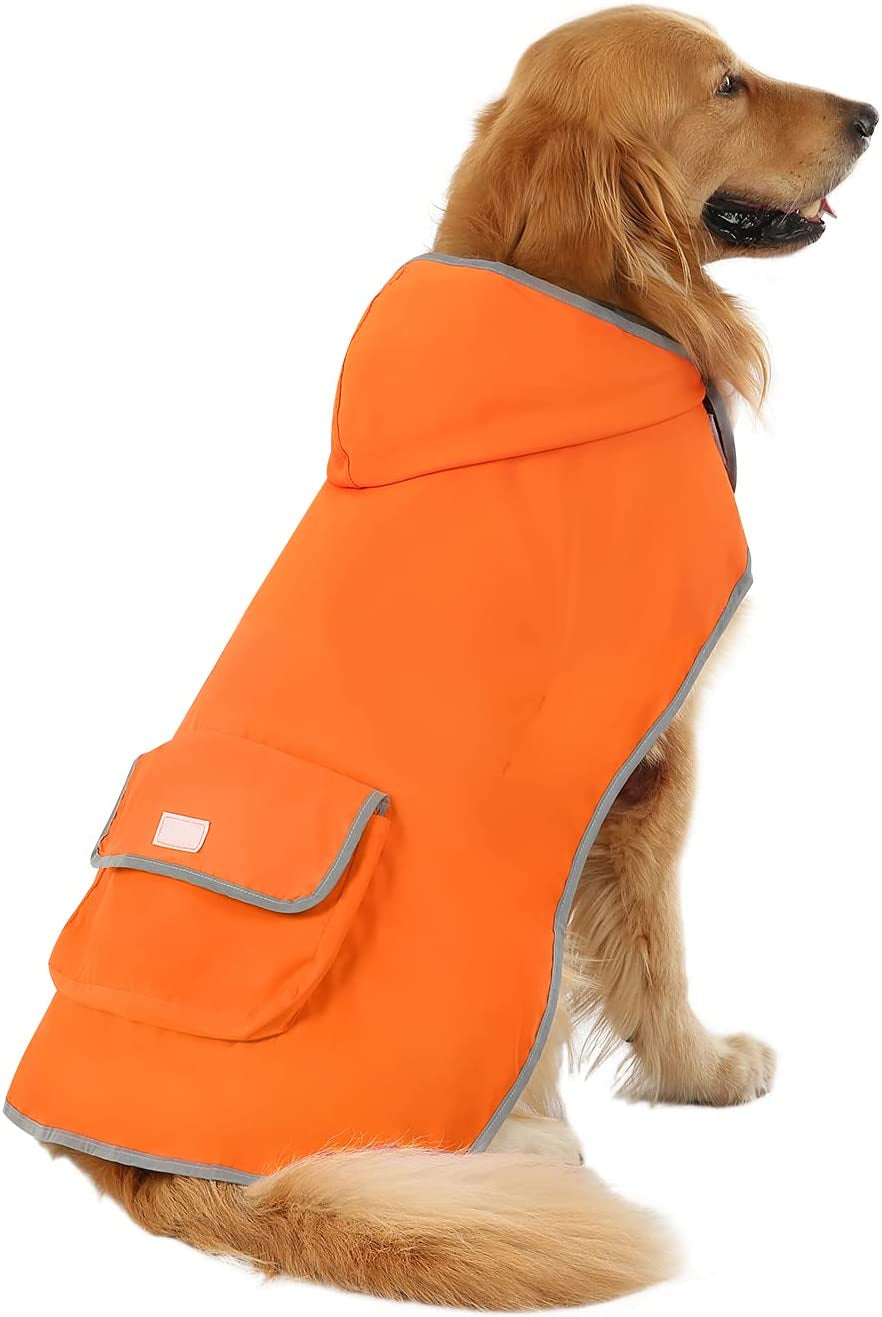 Reversible Dog Raincoat Hooded Slicker Poncho Rain Coat Jacket for Small Medium Large Dogs Camo Orange - L